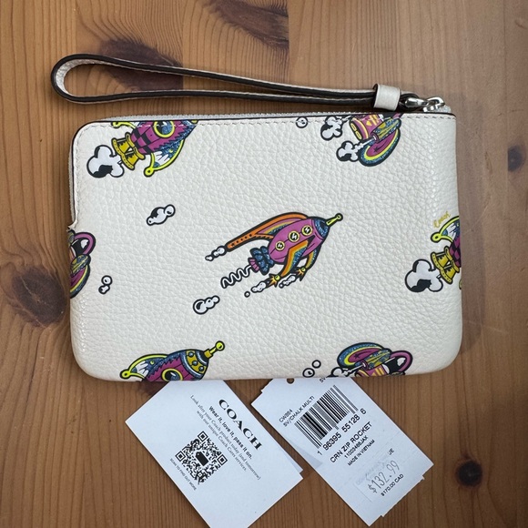 Coach Cosmic Coach Corner Zip Wristlet With Rocket Print - Picture 7 of 9